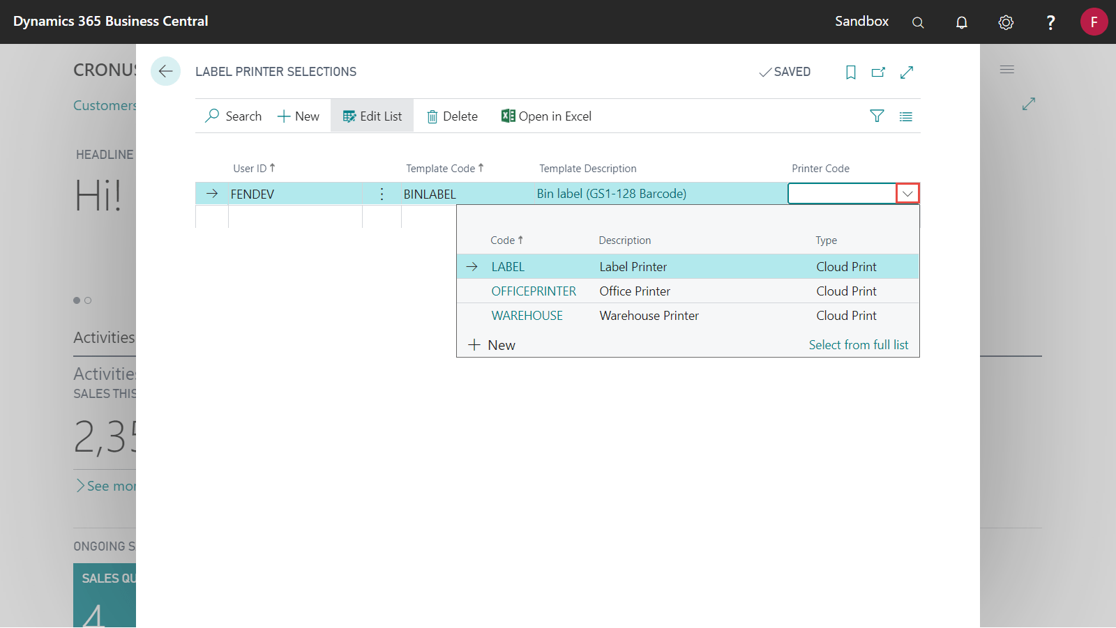 Setting up label printer selections Fenwick Support